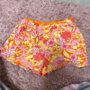 PINK Victoria's Secret Floral Print Sleep Shorts in Yellow, Pink & Orange